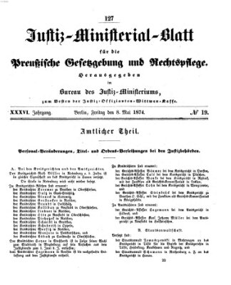 Justiz-Ministerialblatt für die preußische Gesetzgebung und Rechtspflege Freitag 8. Mai 1874