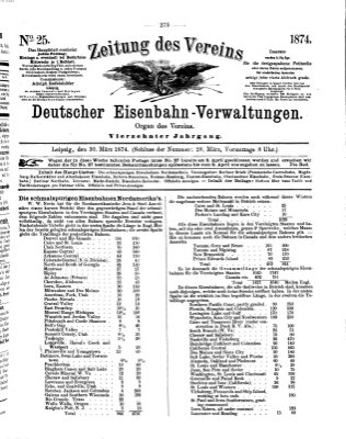 Zeitung des Vereins Deutscher Eisenbahnverwaltungen (Eisenbahn-Zeitung) Montag 30. März 1874
