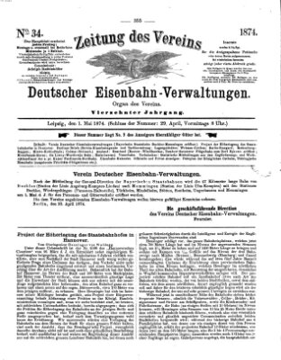 Zeitung des Vereins Deutscher Eisenbahnverwaltungen (Eisenbahn-Zeitung) Freitag 1. Mai 1874