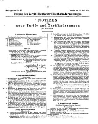 Zeitung des Vereins Deutscher Eisenbahnverwaltungen (Eisenbahn-Zeitung) Montag 11. Mai 1874