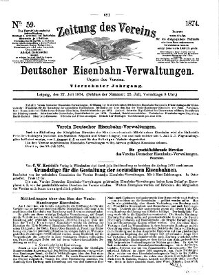 Zeitung des Vereins Deutscher Eisenbahnverwaltungen (Eisenbahn-Zeitung) Montag 27. Juli 1874