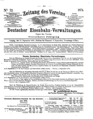 Zeitung des Vereins Deutscher Eisenbahnverwaltungen (Eisenbahn-Zeitung) Freitag 11. September 1874