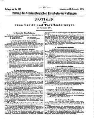 Zeitung des Vereins Deutscher Eisenbahnverwaltungen (Eisenbahn-Zeitung) Freitag 25. Dezember 1874