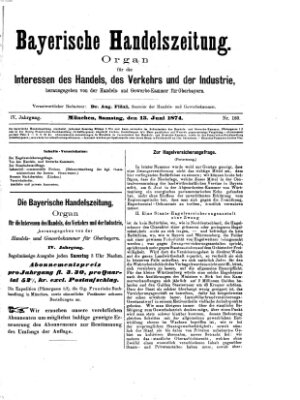 Bayerische Handelszeitung Samstag 13. Juni 1874