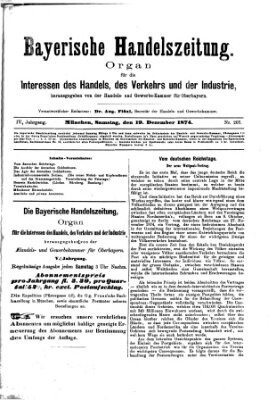 Bayerische Handelszeitung Samstag 19. Dezember 1874