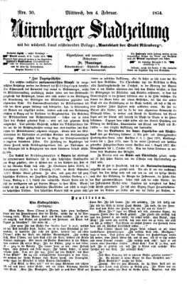 Nürnberger Stadtzeitung (Nürnberger Abendzeitung) Mittwoch 4. Februar 1874