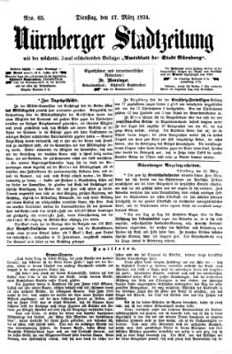 Nürnberger Stadtzeitung (Nürnberger Abendzeitung) Dienstag 17. März 1874