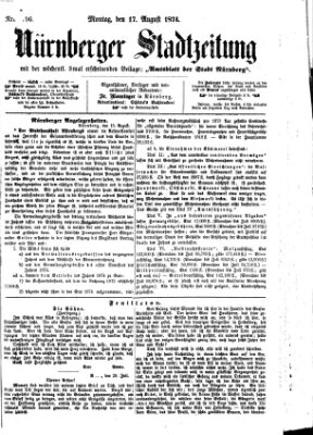 Nürnberger Stadtzeitung (Nürnberger Abendzeitung) Montag 17. August 1874