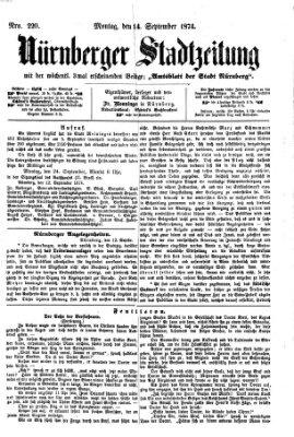 Nürnberger Stadtzeitung (Nürnberger Abendzeitung) Montag 14. September 1874