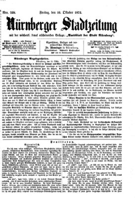 Nürnberger Stadtzeitung (Nürnberger Abendzeitung) Freitag 16. Oktober 1874