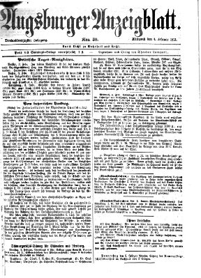 Augsburger Anzeigeblatt Mittwoch 4. Februar 1874