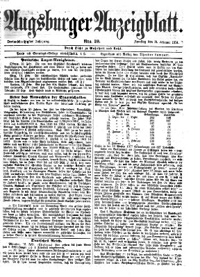Augsburger Anzeigeblatt Samstag 14. Februar 1874
