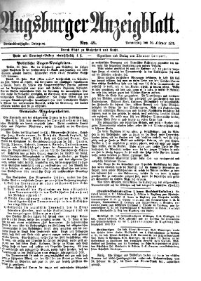 Augsburger Anzeigeblatt Donnerstag 26. Februar 1874
