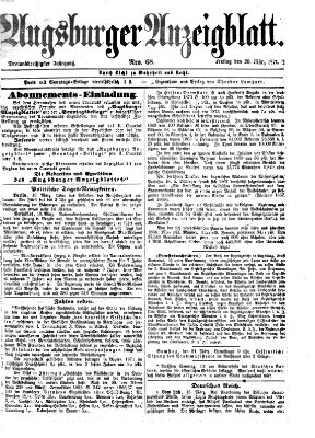 Augsburger Anzeigeblatt Freitag 20. März 1874
