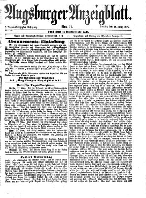 Augsburger Anzeigeblatt Dienstag 24. März 1874