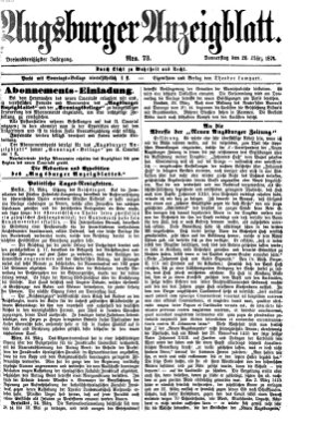 Augsburger Anzeigeblatt Donnerstag 26. März 1874