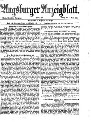Augsburger Anzeigeblatt Freitag 17. April 1874