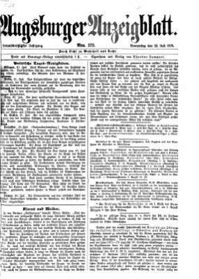 Augsburger Anzeigeblatt Donnerstag 23. Juli 1874