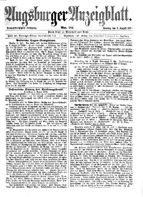Augsburger Anzeigeblatt Sonntag 2. August 1874
