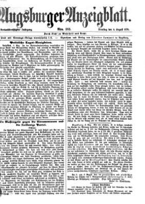 Augsburger Anzeigeblatt Dienstag 4. August 1874