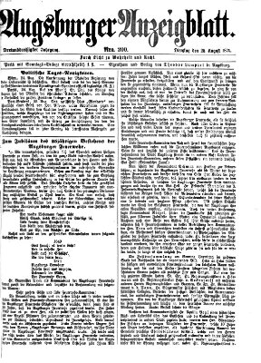 Augsburger Anzeigeblatt Dienstag 25. August 1874