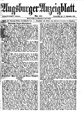 Augsburger Anzeigeblatt Donnerstag 17. September 1874
