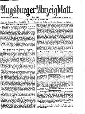 Augsburger Anzeigeblatt Donnerstag 8. Oktober 1874