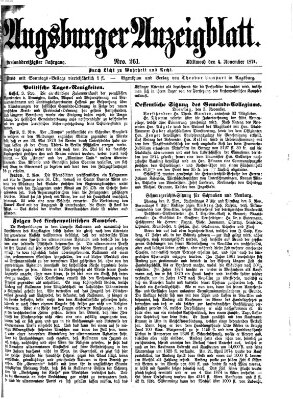 Augsburger Anzeigeblatt Mittwoch 4. November 1874