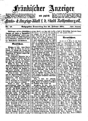 Fränkischer Anzeiger Donnerstag 26. Februar 1874