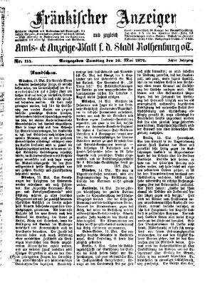 Fränkischer Anzeiger Samstag 16. Mai 1874