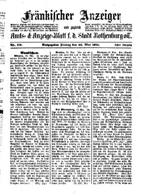 Fränkischer Anzeiger Freitag 22. Mai 1874