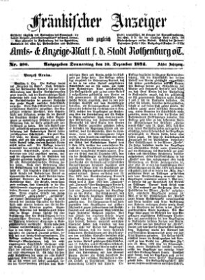 Fränkischer Anzeiger Donnerstag 10. Dezember 1874
