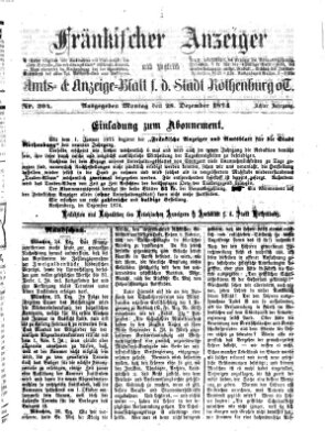 Fränkischer Anzeiger Montag 28. Dezember 1874