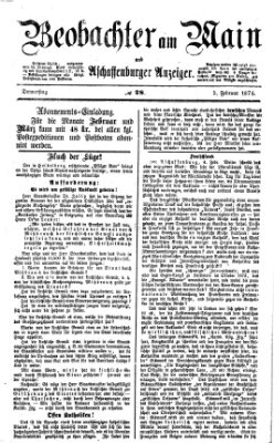 Beobachter am Main und Aschaffenburger Anzeiger Donnerstag 5. Februar 1874