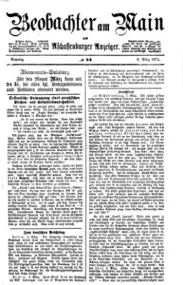 Beobachter am Main und Aschaffenburger Anzeiger Sonntag 8. März 1874
