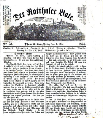 Rottaler Bote Freitag 1. Mai 1874