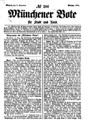 Münchener Bote für Stadt und Land Mittwoch 2. September 1874