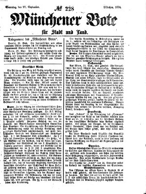 Münchener Bote für Stadt und Land Sonntag 27. September 1874