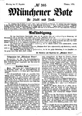 Münchener Bote für Stadt und Land Sonntag 27. Dezember 1874