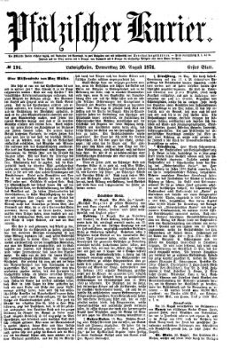 Pfälzischer Kurier Donnerstag 20. August 1874