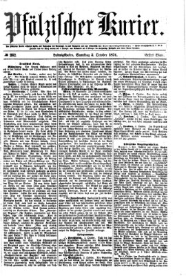 Pfälzischer Kurier Samstag 3. Oktober 1874