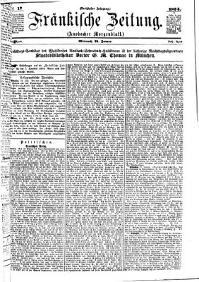 Fränkische Zeitung (Ansbacher Morgenblatt) Mittwoch 21. Januar 1874