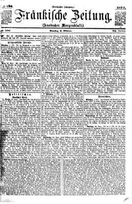 Fränkische Zeitung (Ansbacher Morgenblatt) Samstag 3. Oktober 1874