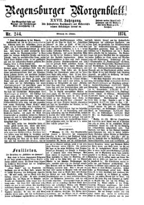 Regensburger Morgenblatt Mittwoch 28. Oktober 1874