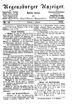 Regensburger Anzeiger Sonntag 1. Februar 1874