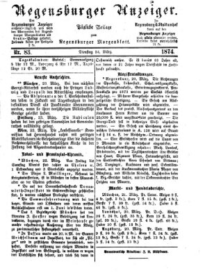 Regensburger Anzeiger Dienstag 24. März 1874