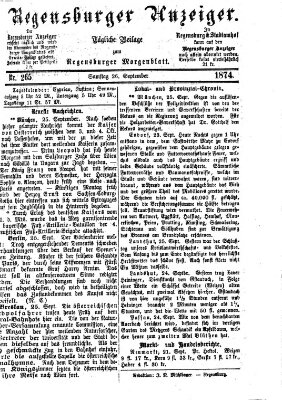 Regensburger Anzeiger Samstag 26. September 1874