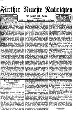 Fürther neueste Nachrichten für Stadt und Land (Fürther Abendzeitung) Samstag 14. Februar 1874