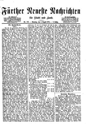 Fürther neueste Nachrichten für Stadt und Land (Fürther Abendzeitung) Sonntag 2. August 1874