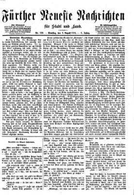 Fürther neueste Nachrichten für Stadt und Land (Fürther Abendzeitung) Samstag 8. August 1874